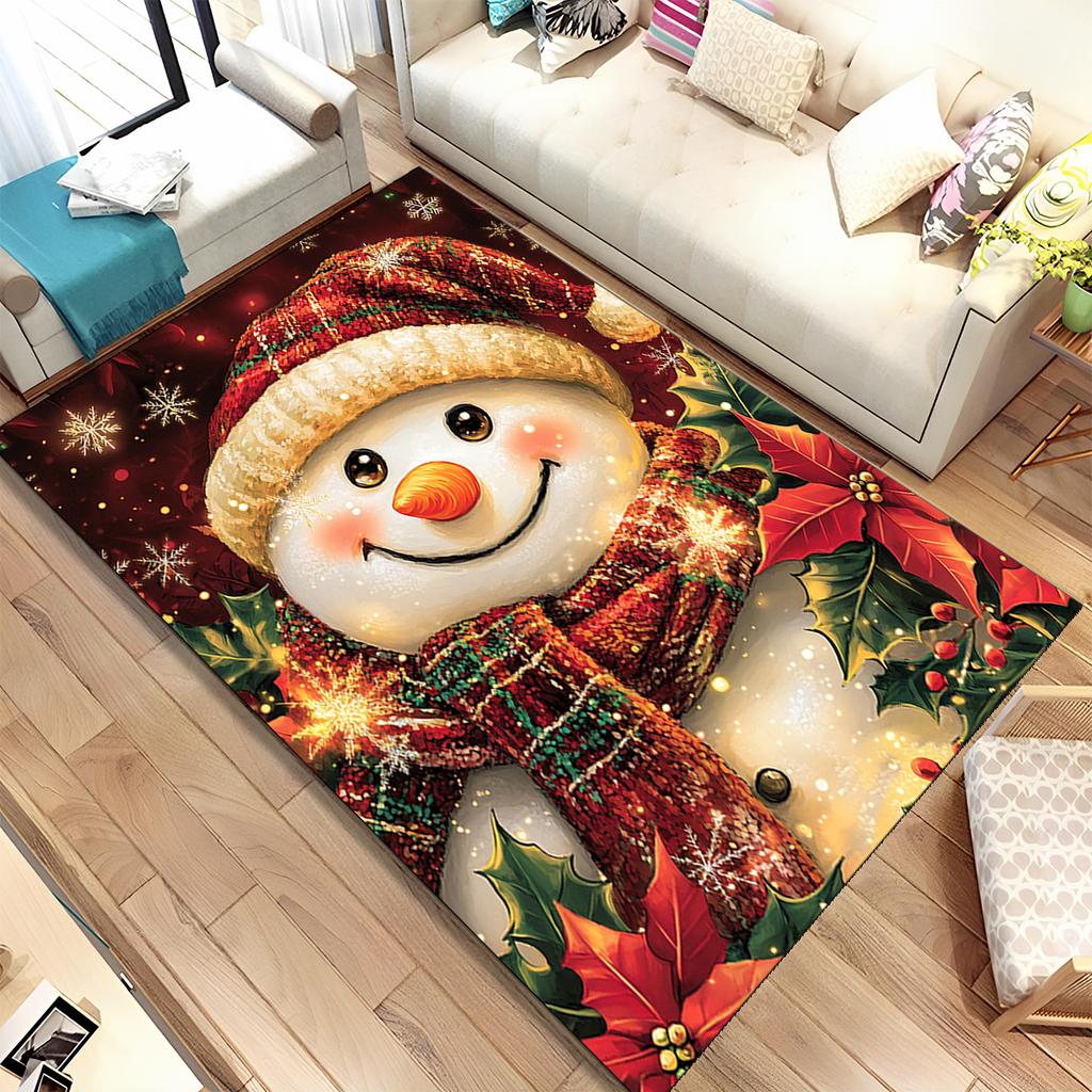 Fofo Pai Natal Árvore de Natal Feliz Desenho Animado Festival Tapete de Presente para Sala de Estar Quarto Casa Decoração de Sofá, Antiderrapante