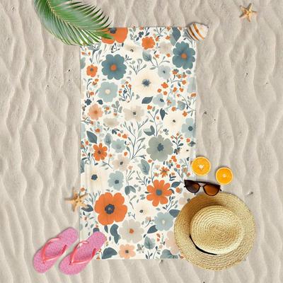 Bohemian Floral Print Quick Dry Lightweight Breathable Comfortable Beach Towel for Summer Pool and Outdoor Activities