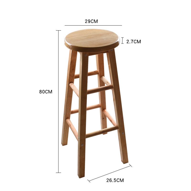 Creative European Solid Wood High Bar Stool, Simple Milk Tea Shop Chair