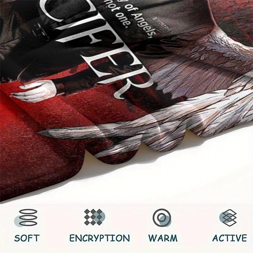 1Pc Lucifer Print Flannel Blanket, High quality Comfortable for All Seasons, Home Decor, Warmth and Comfort, Perfect for Gifts