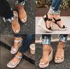 Elegant Summer Hemp Ladies Peep Toe Rope Wedge Sandals With Buckle Ankle Strap