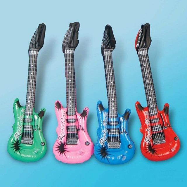Design Large 50cm Fancy Children Inflatable Toy Guitar Party Useful Blow Up Music Kids Inflatable Beach Air Toy Rock Roll Guitar