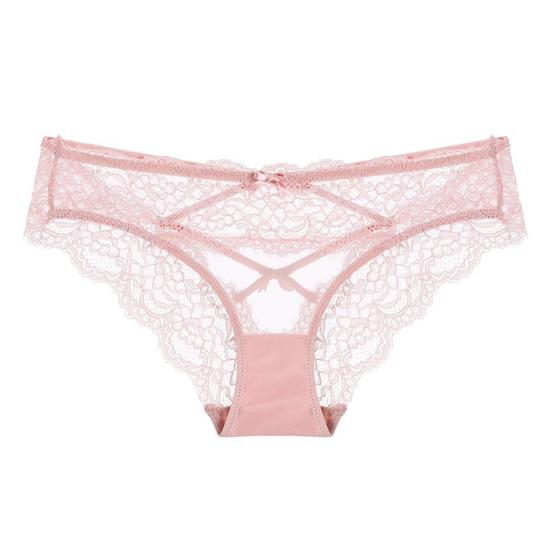 Sexy Underwear for Women Seamless Hipster Sheer Mesh Lace Panties Low Waist V-Back Strappy Criss Cross Briefs