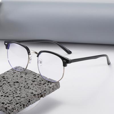 Fashion Unisex Square Plain Glasses for Men Women Metal Frame Glasses Polygon Eyeglasses Gentle Black Anti Blue Light Glasses