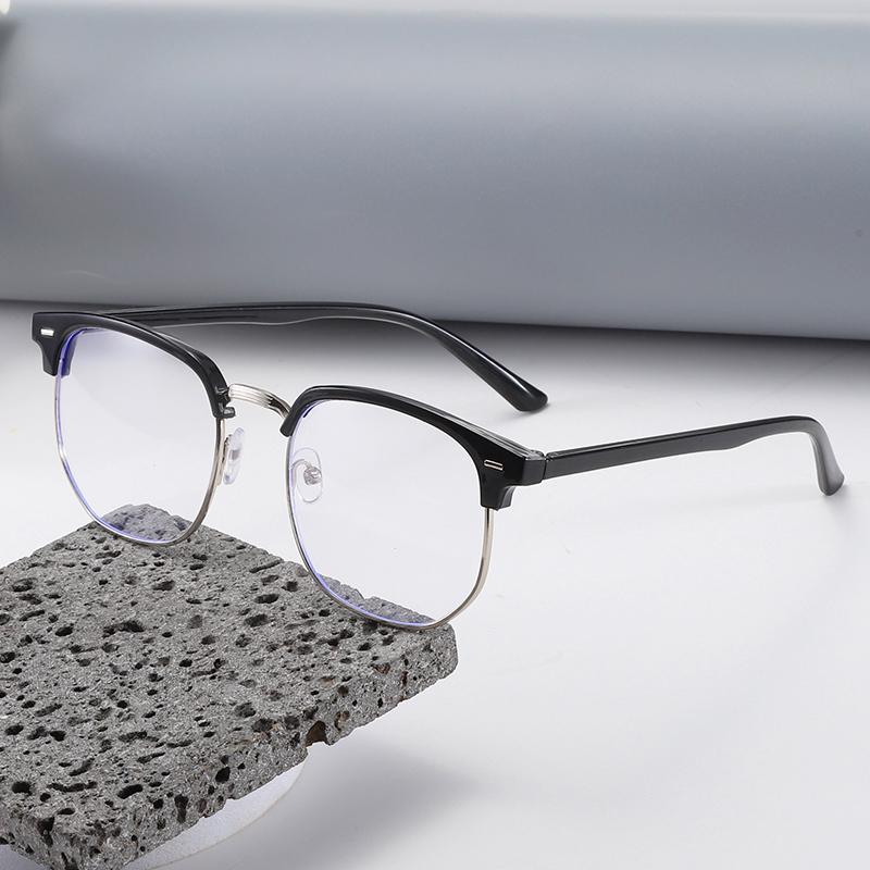 2Pcs Fashion Unisex Square Plain Glasses For Men Women Frame Glasses Polygon Eyeglasses Gentle Black Anti Blue Light Glasses