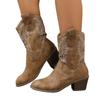 Buty retro, Botki na grubym obcasie, Nowe modne buty dla kobiet, Kozaki do połowy łydki z okrągłym noskiem