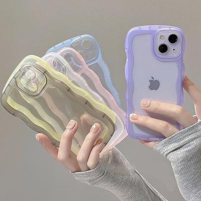 Transparente stoßfeste Handyhülle für iPhone 11 12 13 Pro Max 13pro Xr Xs Max 8 Plus 14 Clear Soft Candy Color Wave Case