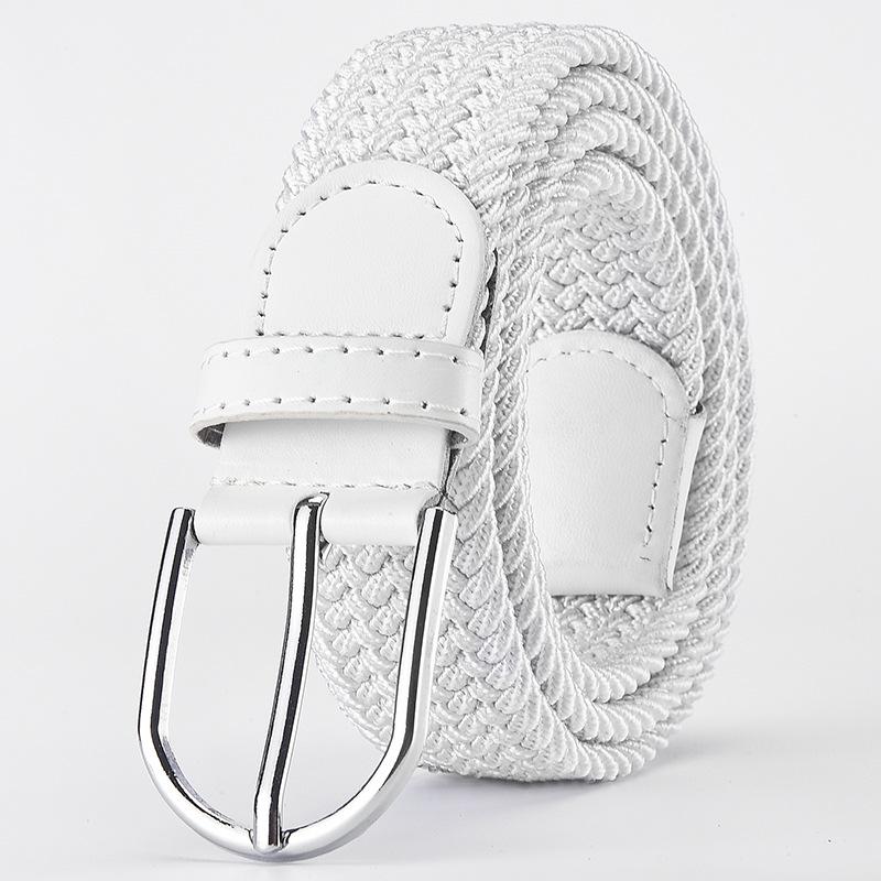 Pánský a dámský elastický pásek s bezděrovací slitinovou přezkou a koženým lemováním