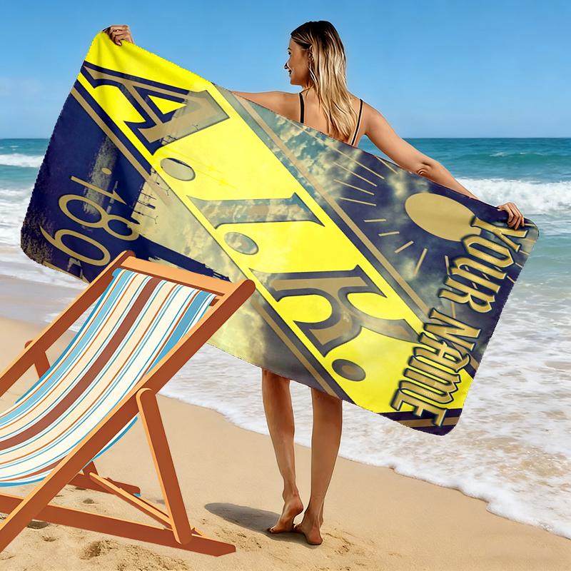 Benutzerdefinierter Name AIK Druck Strandtuch, Großes Weiches Schnelltrocknendes Handtuch für Strand Camping Schwimmen_xia