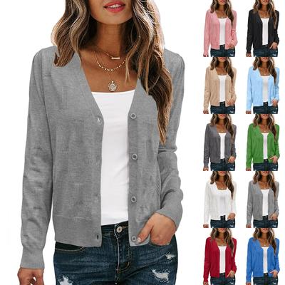 Women's Casual Fashion Short Cardigan Casual Long Sleeve Colour Top