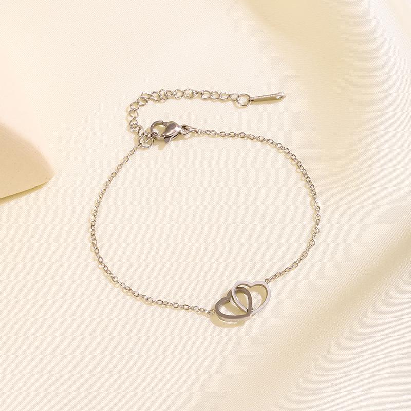 Stainless Steel Love Heart Beaded Bracelets for Women Sweet Romantic No Fading Charm Bracelets New Trend Birthday Jewelry Gifts