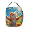 Sunflowers Surround Cat Pattern Insulated Lunch Bag for Women Children Portable Food Boxes Thermal Lunch Box Tote