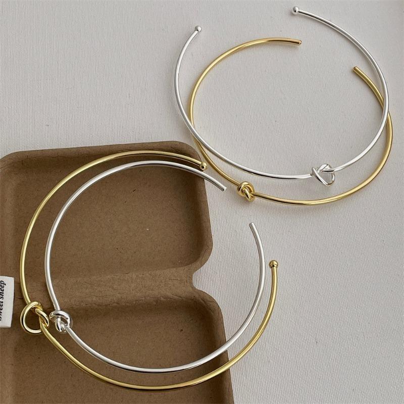 High Quality Hollow Out Knotted Open Adjustable Torques for Women Mujer 18K Gold Silver PVD Plating Titanium Steel Chokers