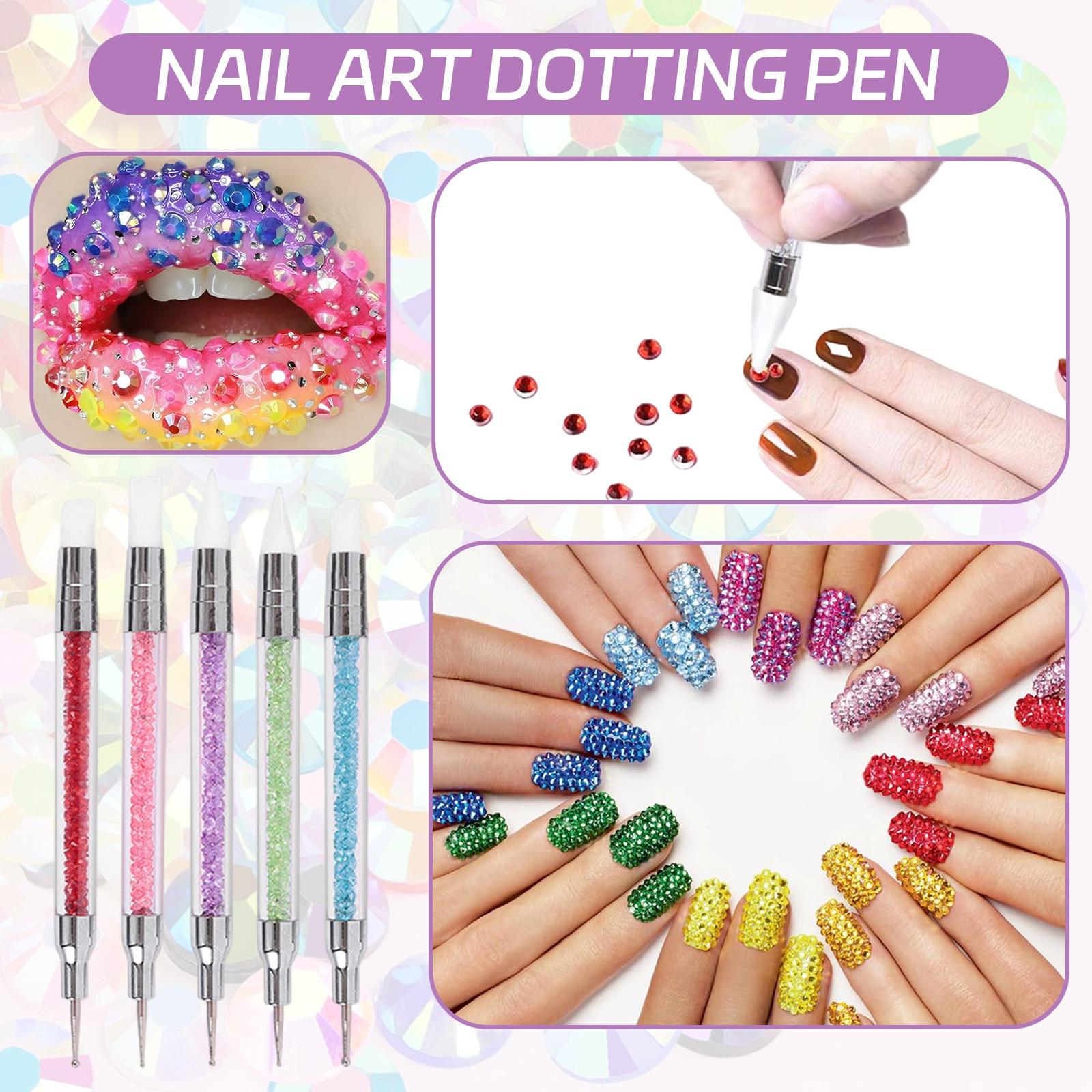 

5 Pcs Silicone Nail Tools Dually Tipped Nail Arts Sculpture Pen Rhinestone Nail Polish Carving Pen Rubber Tip Nail Brushes
