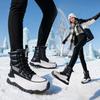 Non-slip thick-soled leather-faced large cotton shoes, women's velvet fashion cotton boots, warm and thickened winter snow boots