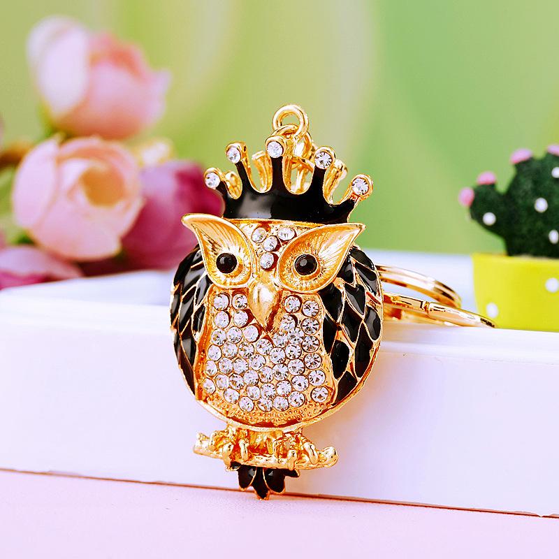 Owl Crystal Keyring Charm Pendant Handbag Purse Bag for Key Ring Chain Keychain
