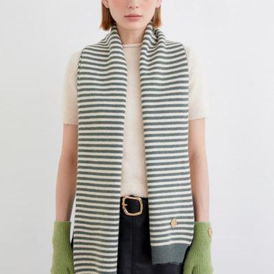 Halden Basic Stripe Knit Muffler (M040_light Green)