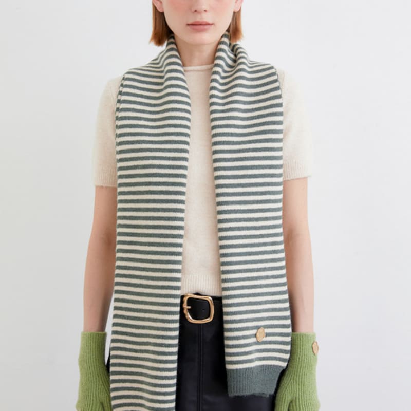 

halden basic stripe knit muffler (M040_light green) light green