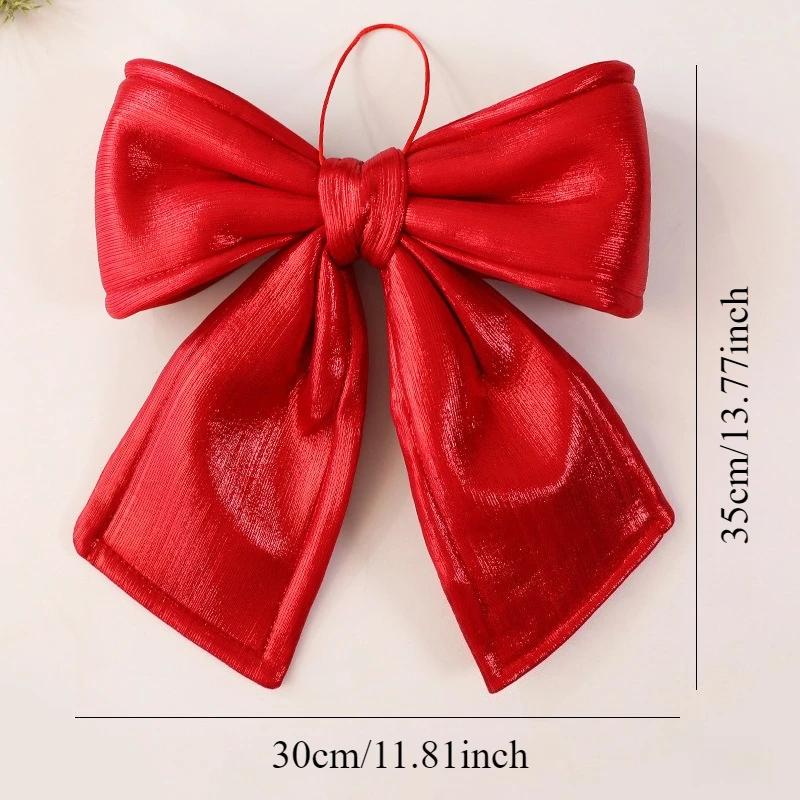 Christmas Decorative Knots 25x25cm Red Velvet Ribbon Bows Large Size Plush Bow Flower Craft Christmas Tree Ornaments Deco Noel