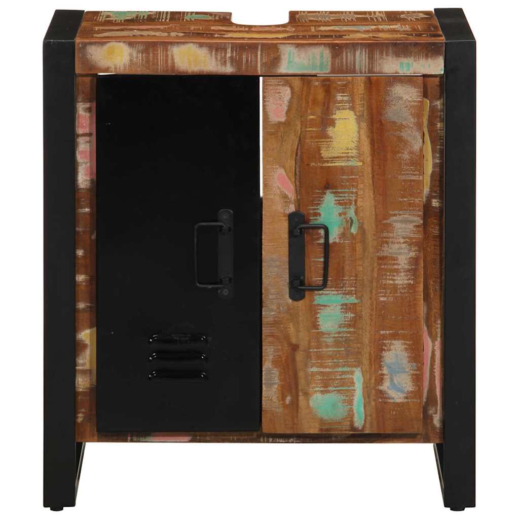 Bathroom Cabinet with Shelf Brown Solid Upcycled Wood