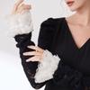 White Lace Faux Sleeves Pair with Gathered Opening for Top Styling Dress Looks and Costume Accessory Wear