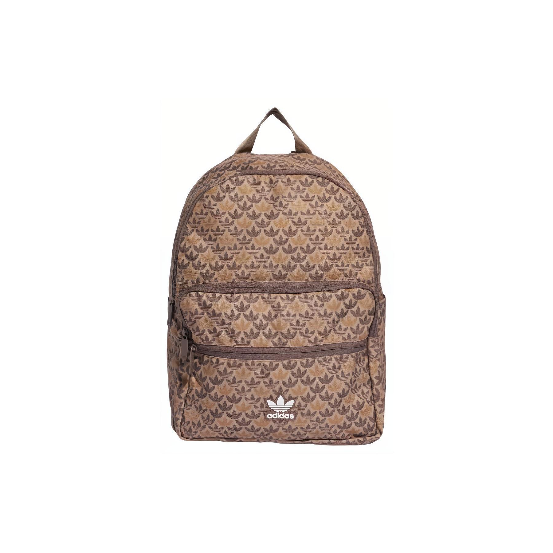 Adidas Originals 20.5L Interwoven Letter Print Polyester Backpack Unisex Backpack Brown IU0010 Brown