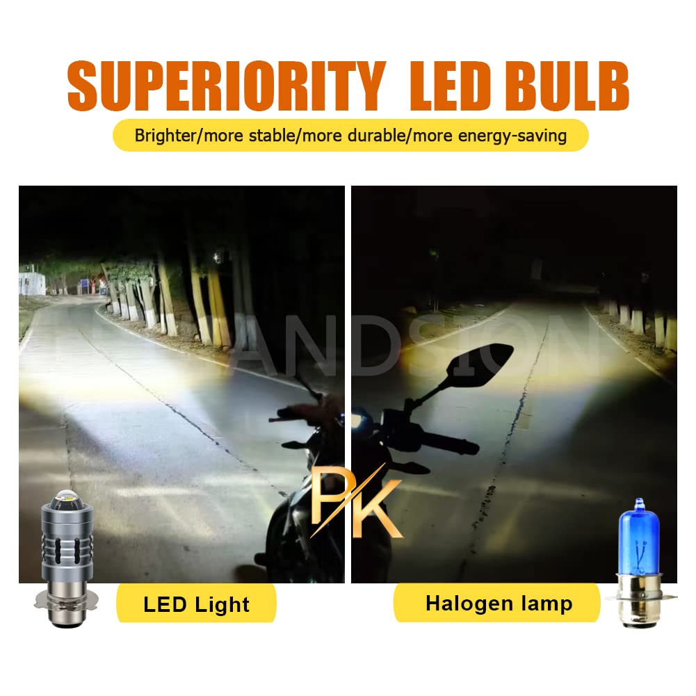 Ruiansion P15D-25-3 LED Motorcycle Headlight Bulb White AC 12-36V/DC 12-80V
