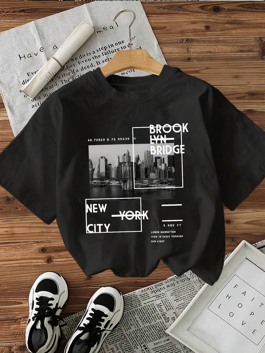 

Letter-Printed Round-Neck T-Shirt, Casual Sports Style For Women, Summer Short-Sleeve 5XL різнокольоровий