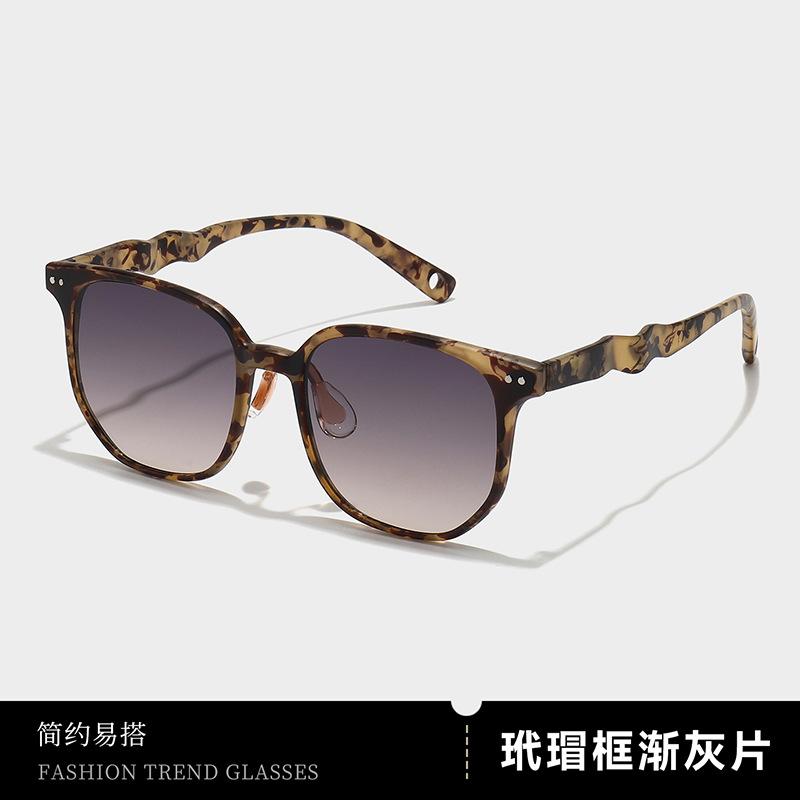 Retro large frame sunglasses women's high-end wave glasses legs polarized sunglasses fashion versatile sunglasses men