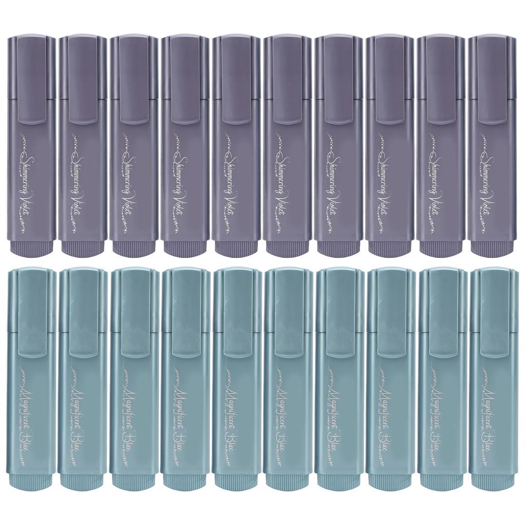 20Pcs Metallic Highlighter Set Odor Free Anti Rolling Design Colored Highlighters for Instruction