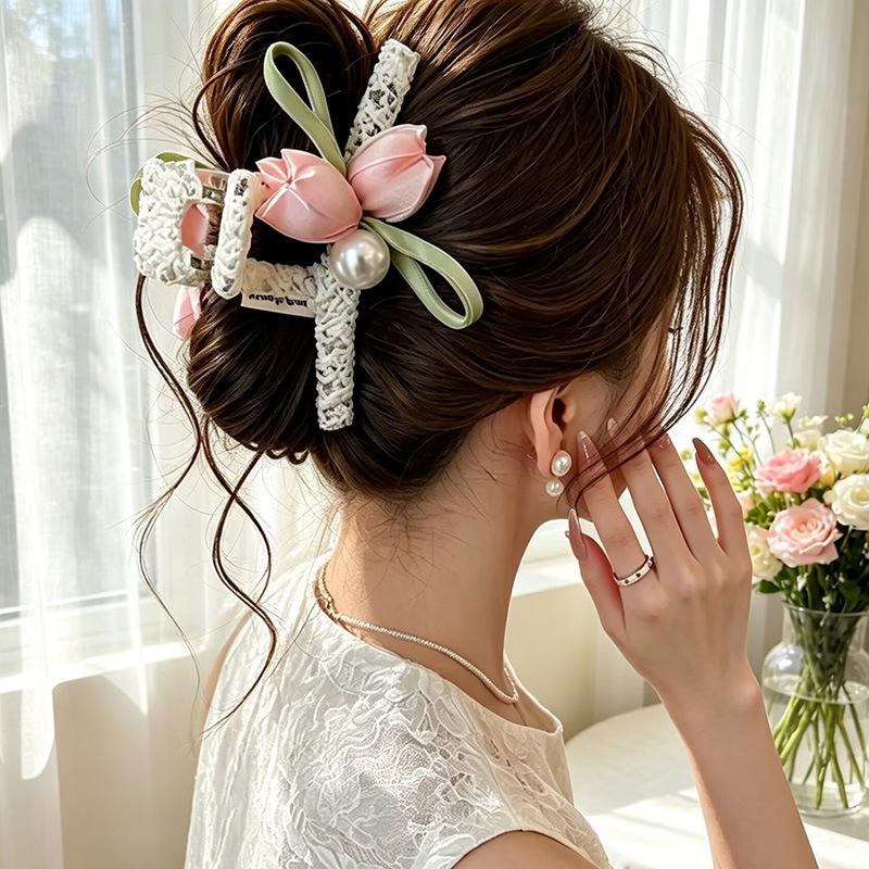 Elegante Schwarze Strass-Haarklammer - Großes High-End-Accessoire