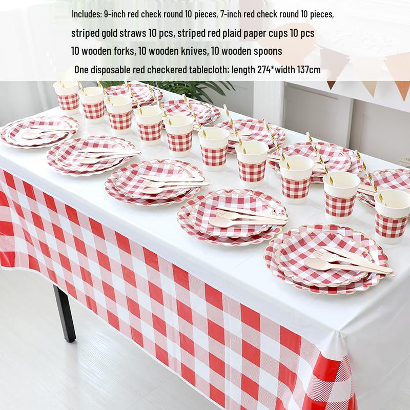 Kids' Party Disposable Tableware: Birthday Tablecloth, Cake Plates, and Dessert Table Decor