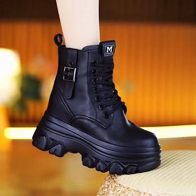 New Style Soft Leather Thick-soled Ankle Boots for Women with Fleece, Anti-slip and Warm Shoes