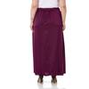 Women's Plus Size Flared Satin Long Black Skirt with Elastic Waist Back