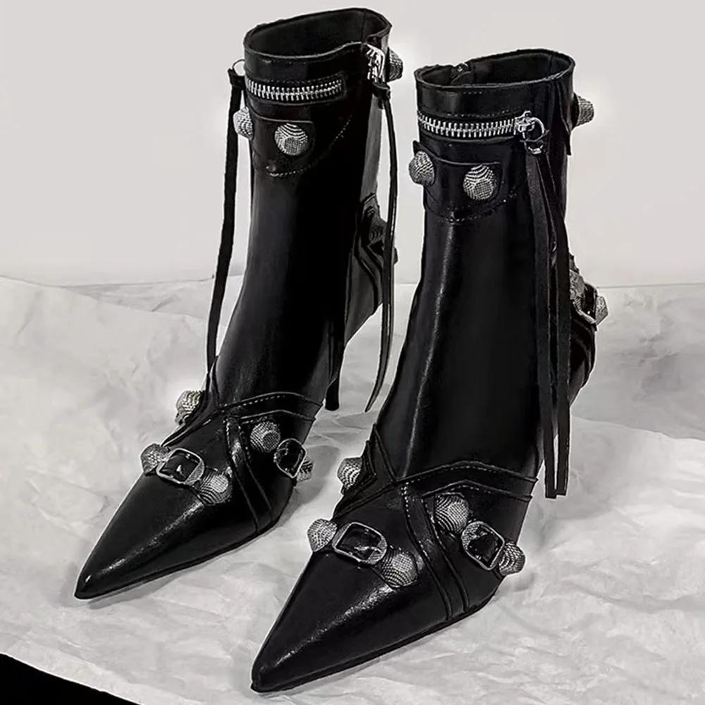 Fashion Sexy Knee High Boots 2024 Winter Boots Brand Design Super High Thin Heels With Rivet Retro Fashion Cool Women Shoes Big Size 46