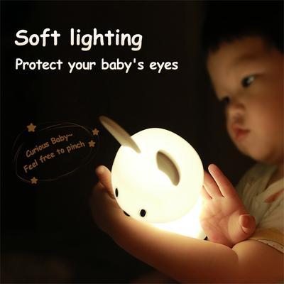 LED Night Light Cute Rabbit Animal Cartoon Silicone Lamp Dimmable USB Rechargeable For Children Kids Bedroom Gift Sleeping Light
