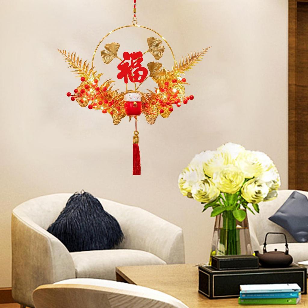 Chinese Year Decorations Spring Festival Decor with Tassel Door Wreath Garland for Bedroom