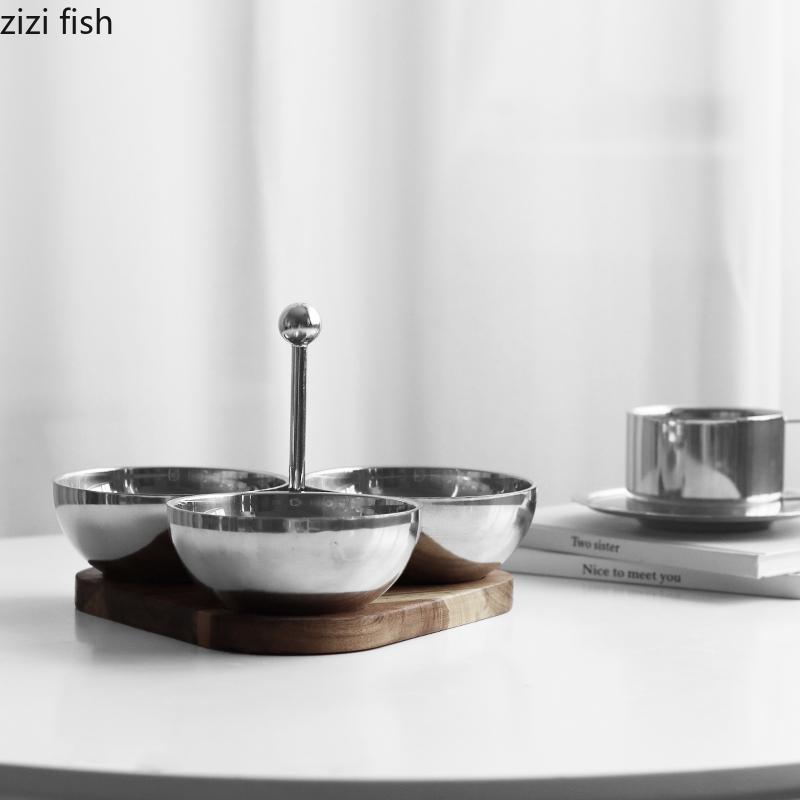 Stainless Steel Plate Fruit Plate Snack Bowl Dim Sum Dish Snack Platter Dim Sum Dish Candy Tray Dried Fruit Tray Cake Plates