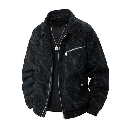 Tie-dye Jacket Men's Zipper Lapel Loose Casual All-match Coat Cardigan Printed Top
