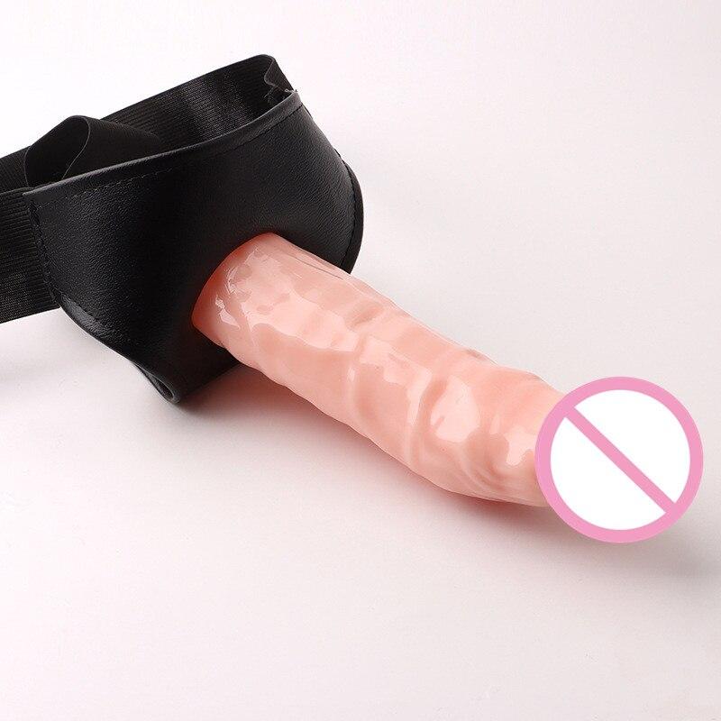 Men Strap On Dildo Panties Wearable Hollow Penis Lengthen Sleeve Strapon Dildo Pants Harness Belt for Man Sex Toys for Woman Gay