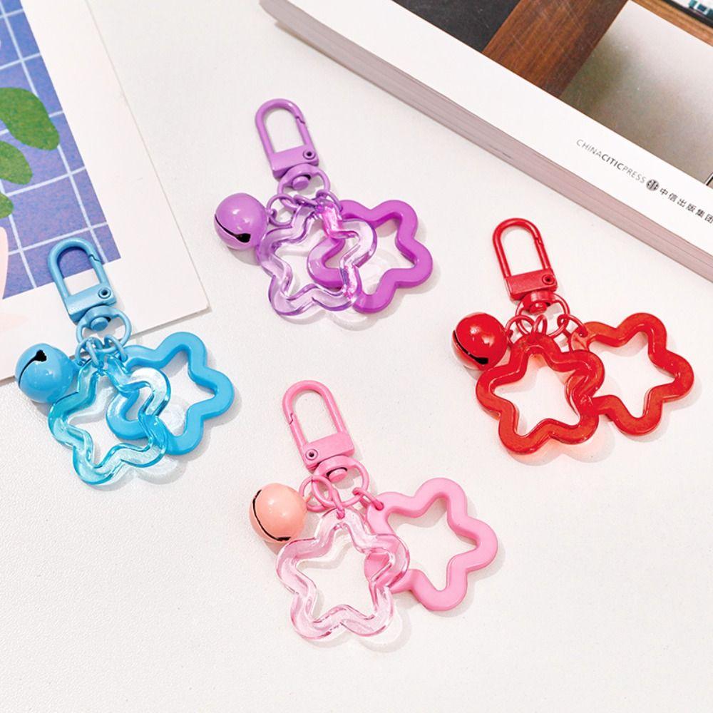 

Bell Hollow Out Star Keychain Kawaii Five-pointed Star Pendant Acrylic Star Keyring Bag Pendant красный