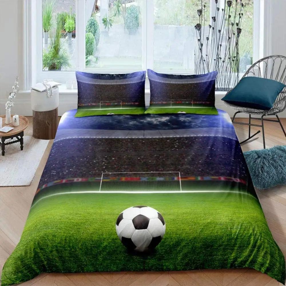 American Football Duvet Cover Set Full Size Sports Games Bedding Set Soccer Rugby Field Comforter Cover for Boys Quilt Cover Set