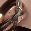 Multilayer Leather Wrap Bracelet Gold Accent Cuff Bangle Elegant Gift for Women Girls