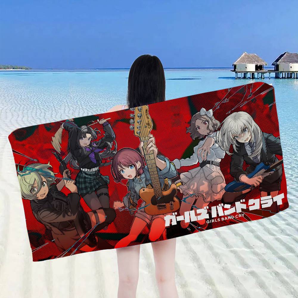 Anime G-Girls Cool Band Cry Microfiber Beach Towel Absorbent Quick Dry Soft Yoga Swimming Resort Mountain Climbing Towel