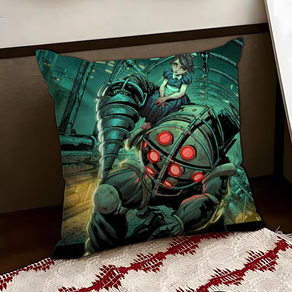 Fanart BBioShock RaptureS Cushion Cover Reversible Soft Durable Pillow Cover Home Car MultiScene Use for Daily Comfort