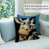 Funny Animals Cow Giraffe Pillow Case Short Plush Double-sided Print Square Throw Pillow Covers Sofa Home Cushion Decor