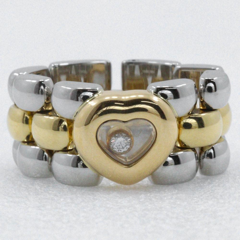 Chopard Happy diamond Ring 82/8401-20 heart K18 yellow gold/Stainless Steel #5.4(US Size) heart 12.7g Women Used