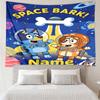 Custom Name Bluey Print Tapestry, Backdrop, Easy Setup, Ideal for Bedroom, Office & Living Room, with Aesthetic Wall Hanging Decor.