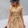 European and American Women's Clothing Summer New Fashion Casual Printing V-neck Dress