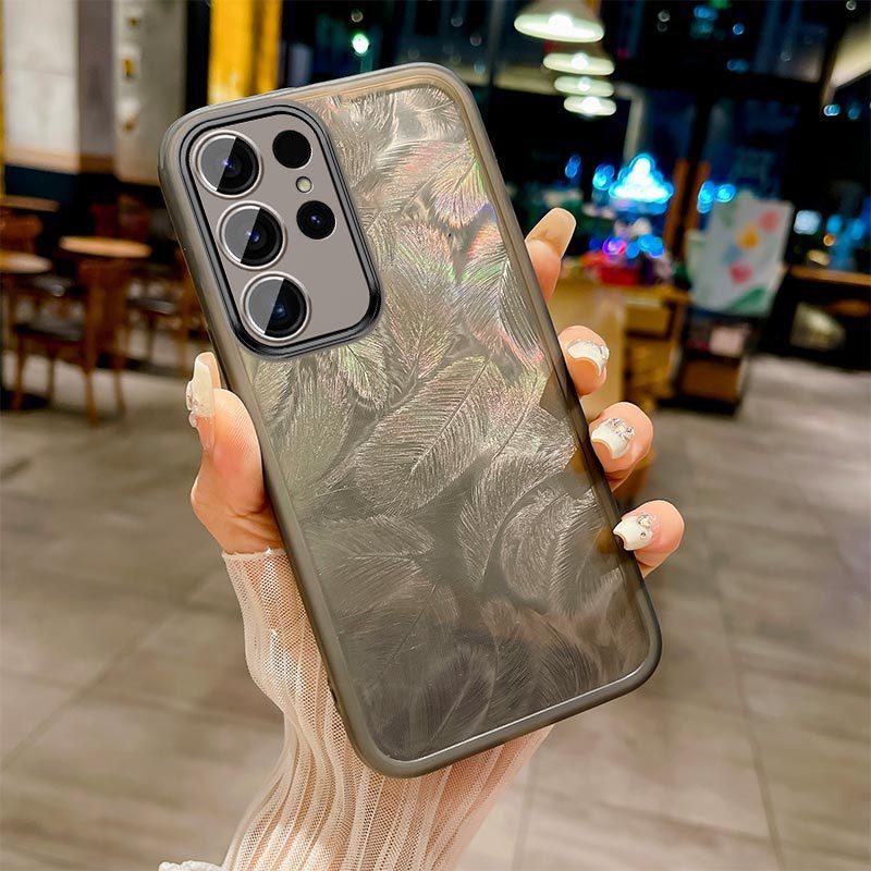 Applicable To Samsung S25ultra Mobile Phone Case S23 Transparent Feather S22 Lens All-inclusive S21 Anti-drop S20 Protective Case